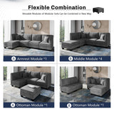 Futzca Sectional Couch Modular Sofa, 116" Velvet L-Shaped Couch Sofa