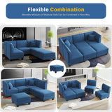 Futzca Sectional Couch Modular Sofa, 116" Velvet L-Shaped Couch Sofa
