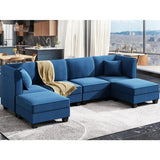Futzca Sectional Couch Modular Sofa, 116" Velvet L-Shaped Couch Sofa