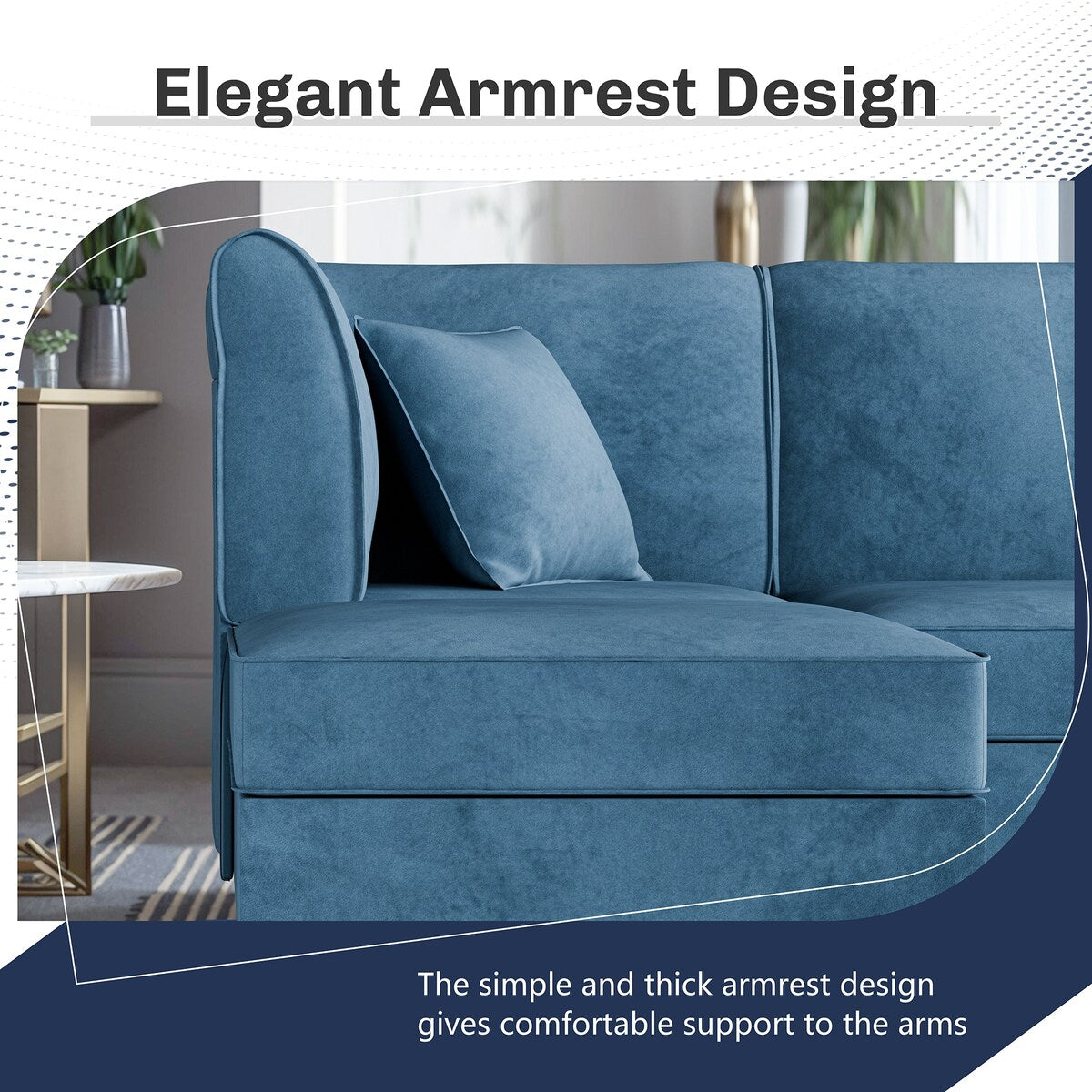 Futzca Sectional Couch Modular Sofa, 116" Velvet L-Shaped Couch Sofa