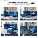 Futzca Sectional Couch Modular Sofa, 116" Velvet L-Shaped Couch Sofa