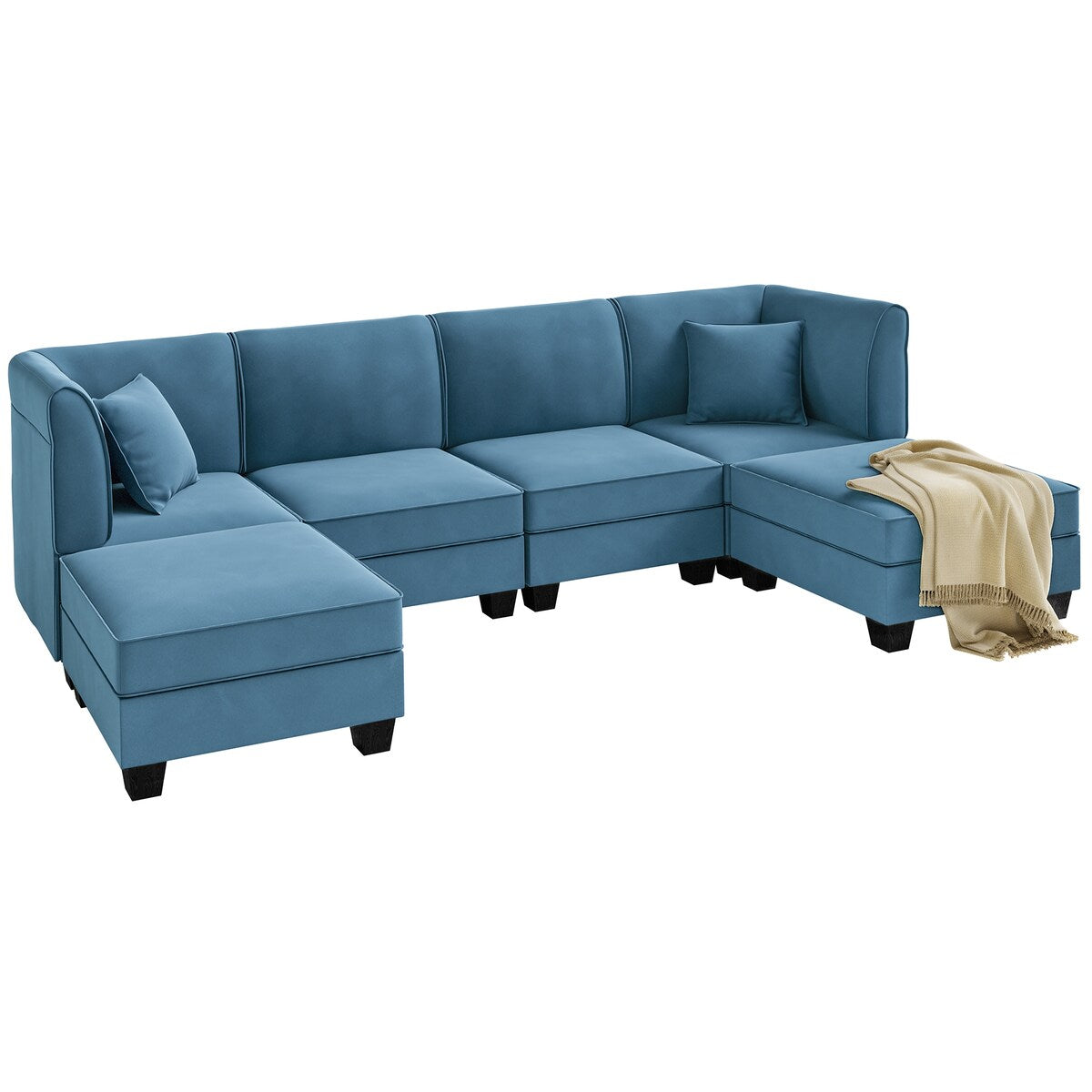 Futzca Sectional Couch Modular Sofa, 116" Velvet L-Shaped Couch Sofa