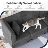Futzca Sectional Couch Modular Sofa, 116" Velvet L-Shaped Couch Sofa