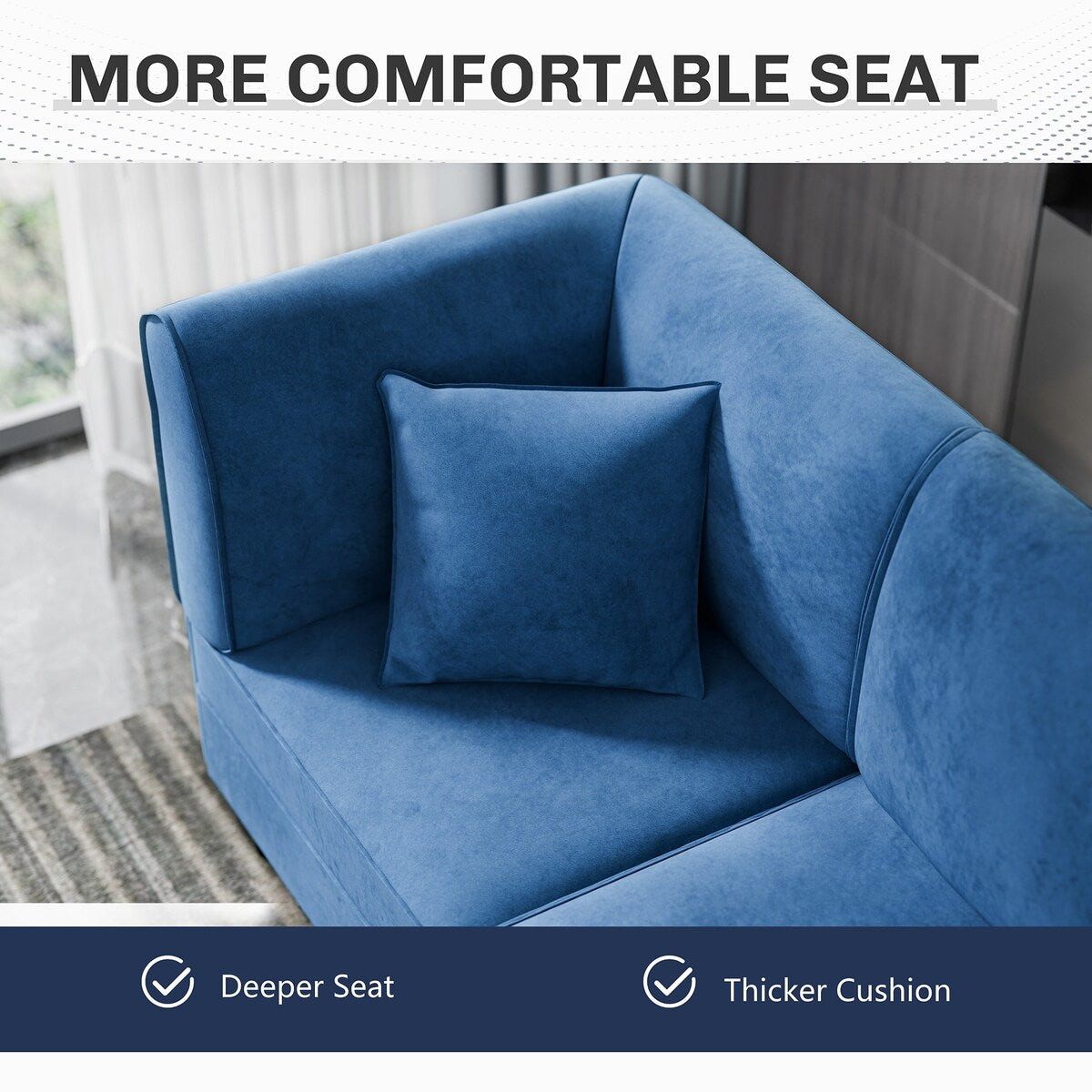 Futzca Sectional Couch Modular Sofa, 116" Velvet L-Shaped Couch Sofa