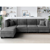 Futzca Sectional Couch Modular Sofa, 116" Velvet L-Shaped Couch Sofa