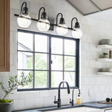 Fylbinye 3-Light Black Bathroom Vanity Lights Wall Light with Glass Shade - 3 Light