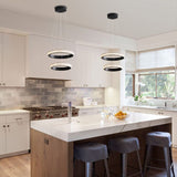 Fylbinye Black and gold Modern LED Acrylic Pendant Light, 2 Ring 34W 4000K - N/A