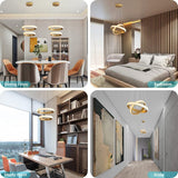 Fylbinye Black and gold Modern LED Acrylic Pendant Light, 2 Ring 34W 4000K - N/A
