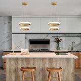 Fylbinye Black and gold Modern LED Acrylic Pendant Light, 2 Ring 34W 4000K - N/A
