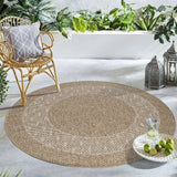 GAD - Classical Sisal-Inspired Indoor Outdoor Area Rug, Medallion, Bordered, Geometric Pattern, Fade and Stain Resistant