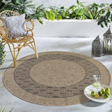 GAD - Classical Sisal-Inspired Indoor Outdoor Area Rug, Medallion, Bordered, Geometric Pattern, Fade and Stain Resistant
