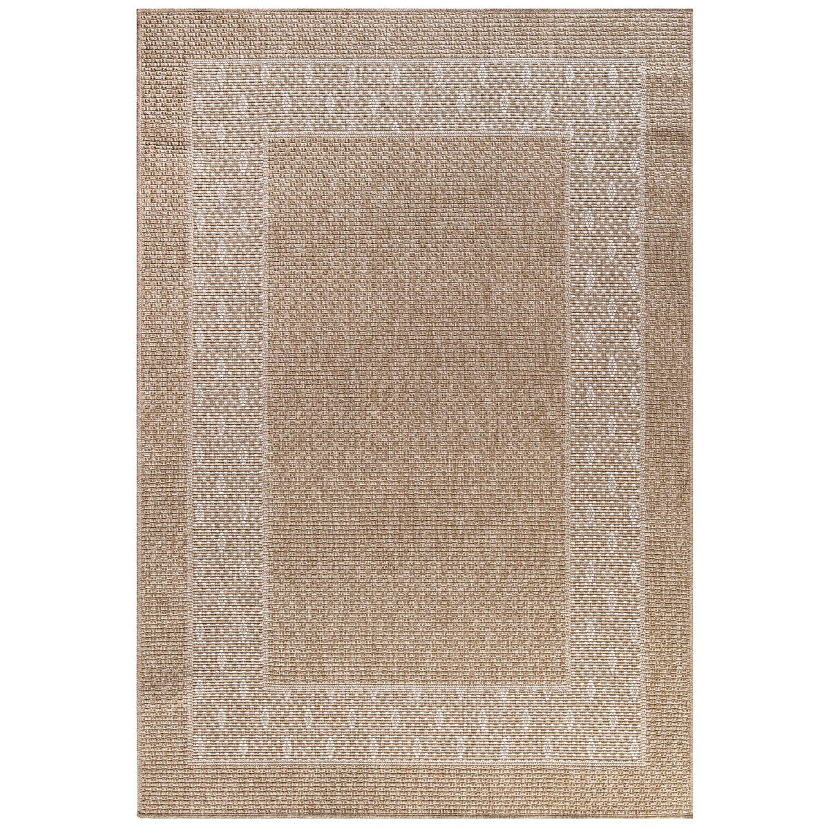 GAD - Classical Sisal-Inspired Indoor Outdoor Area Rug, Medallion, Bordered, Geometric Pattern, Fade and Stain Resistant
