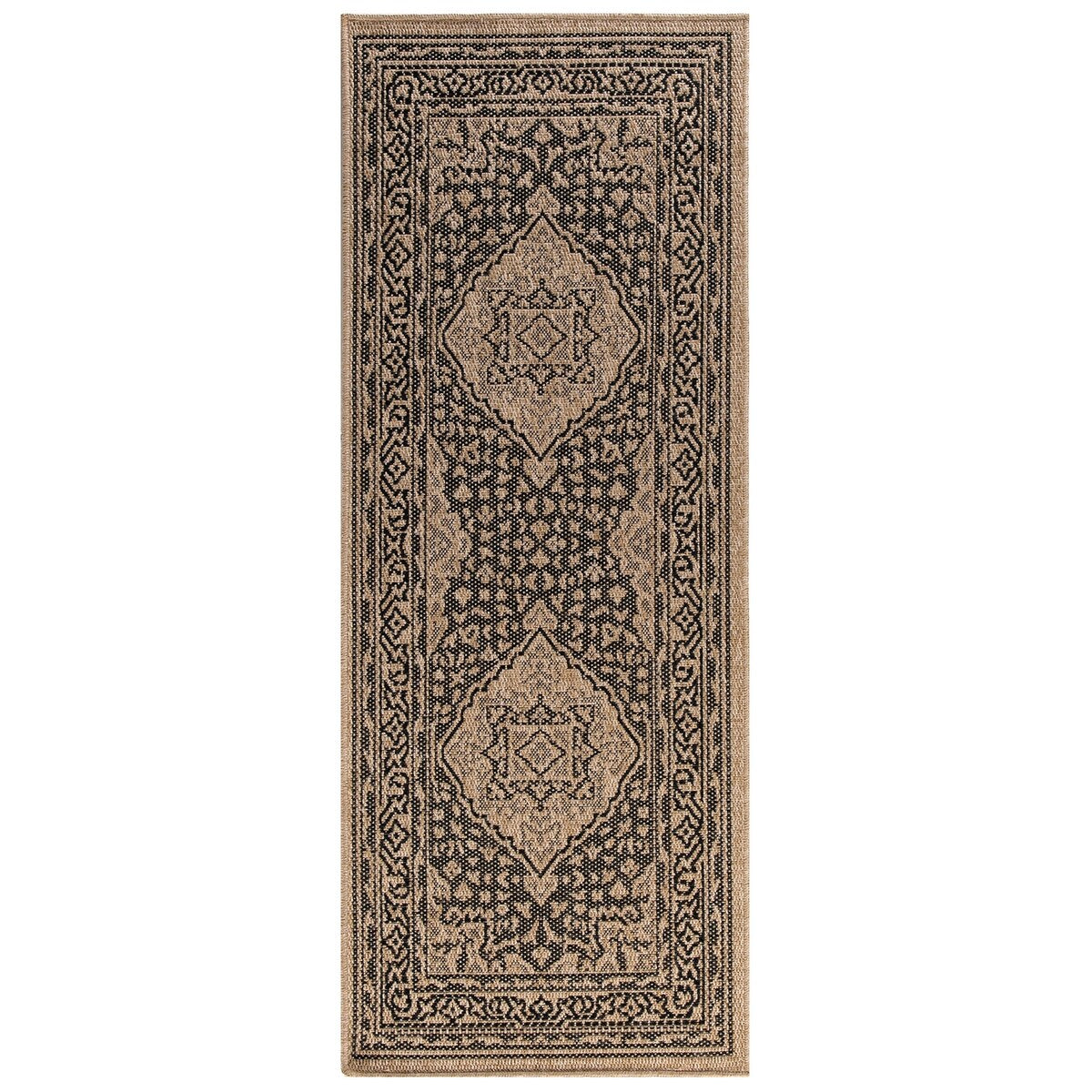 GAD - Classical Sisal-Inspired Indoor Outdoor Area Rug, Medallion, Bordered, Geometric Pattern, Fade and Stain Resistant