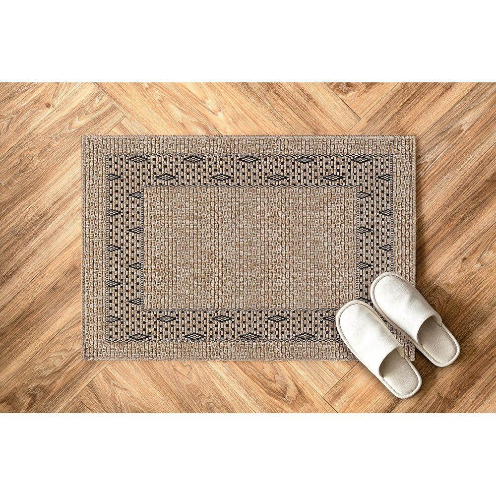 GAD - Classical Sisal-Inspired Indoor Outdoor Area Rug, Medallion, Bordered, Geometric Pattern, Fade and Stain Resistant