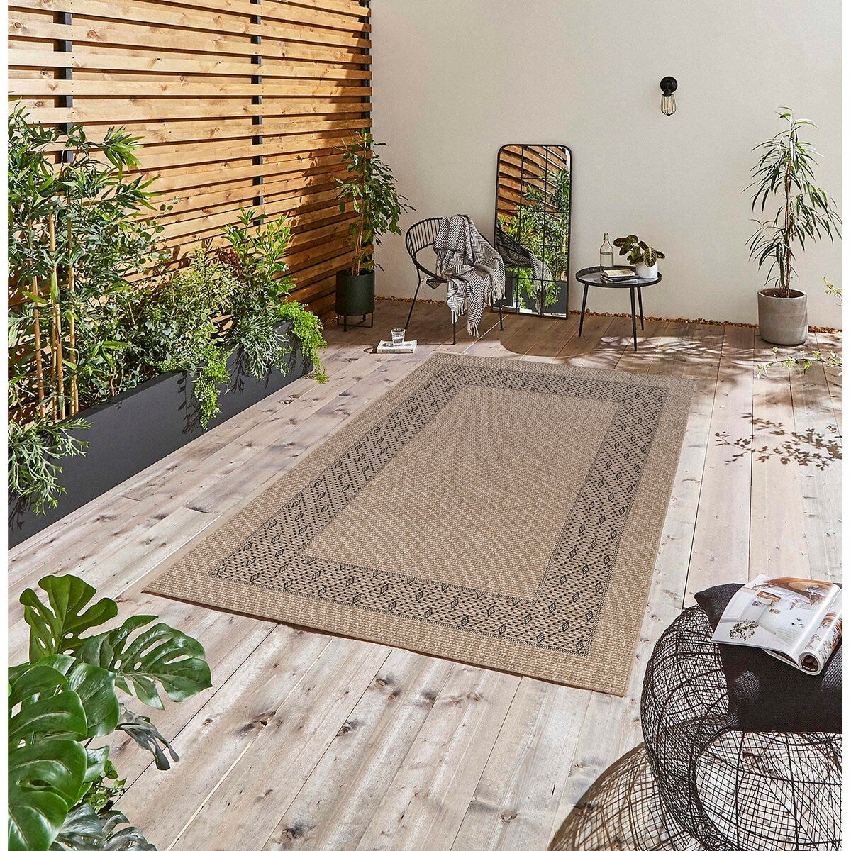 GAD - Classical Sisal-Inspired Indoor Outdoor Area Rug, Medallion, Bordered, Geometric Pattern, Fade and Stain Resistant