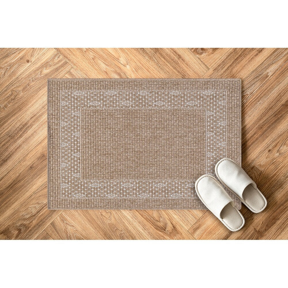 GAD - Classical Sisal-Inspired Indoor Outdoor Area Rug, Medallion, Bordered, Geometric Pattern, Fade and Stain Resistant