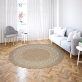 GAD - Classical Sisal-Inspired Indoor Outdoor Area Rug, Medallion, Bordered, Geometric Pattern, Fade and Stain Resistant