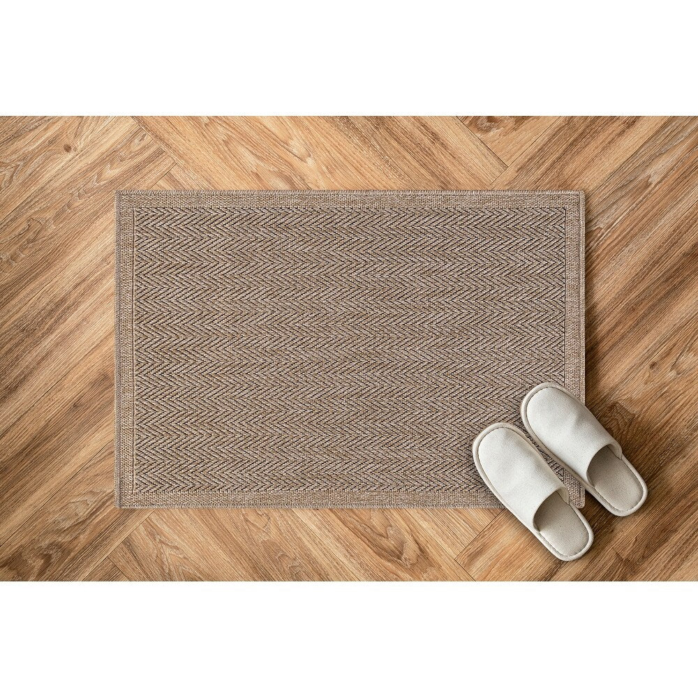 GAD - Classical Sisal-Inspired Indoor Outdoor Area Rug, Medallion, Bordered, Geometric Pattern, Fade and Stain Resistant