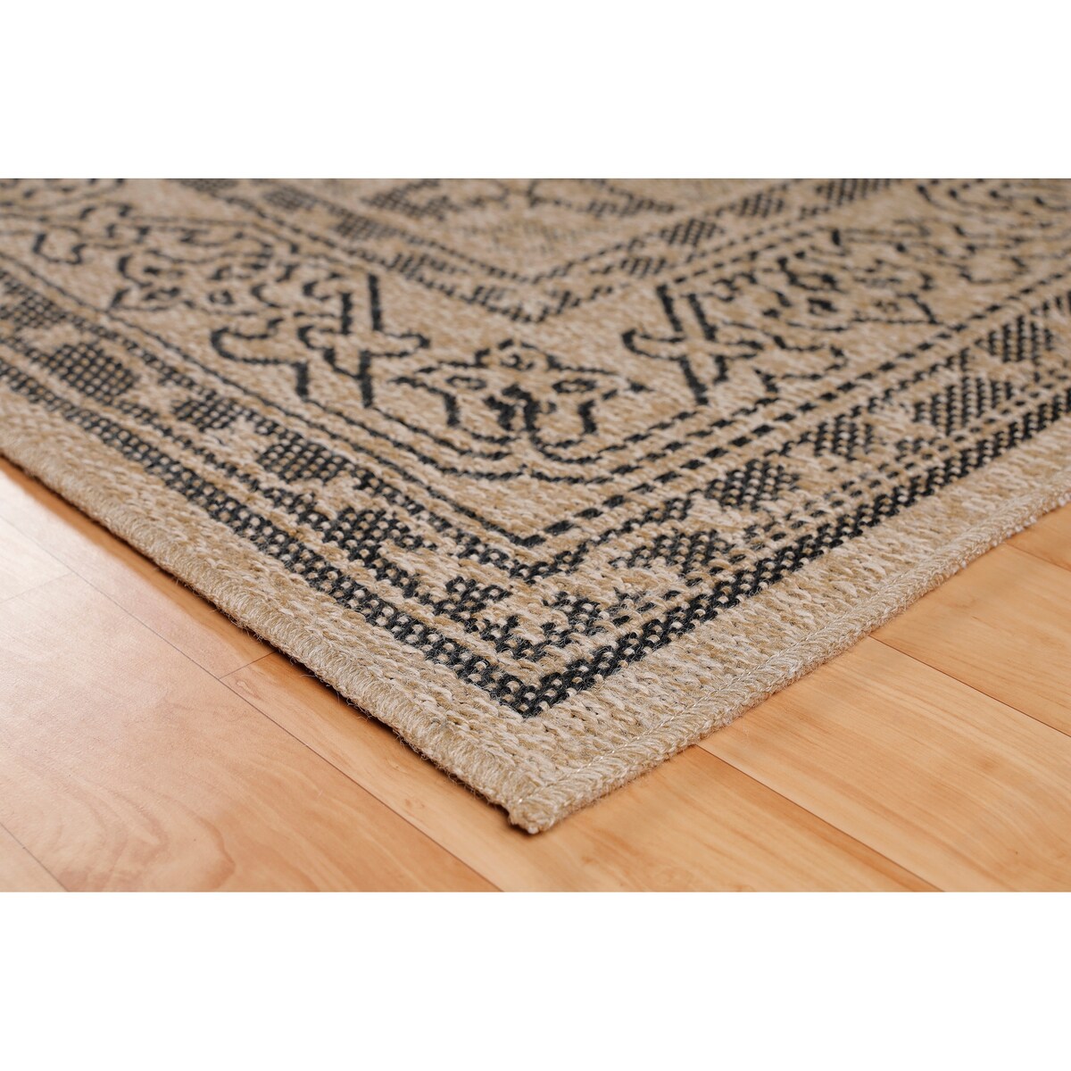 GAD - Classical Sisal-Inspired Indoor Outdoor Area Rug, Medallion, Bordered, Geometric Pattern, Fade and Stain Resistant