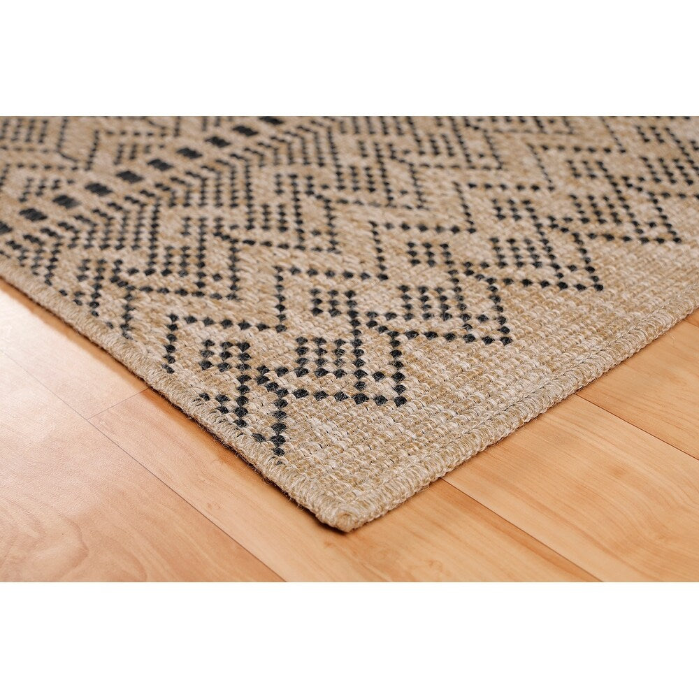GAD - Classical Sisal-Inspired Indoor Outdoor Area Rug, Medallion, Bordered, Geometric Pattern, Fade and Stain Resistant