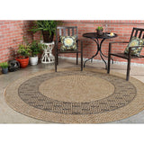 GAD - Classical Sisal-Inspired Indoor Outdoor Area Rug, Medallion, Bordered, Geometric Pattern, Fade and Stain Resistant