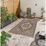 GAD - Classical Sisal-Inspired Indoor Outdoor Area Rug, Medallion, Bordered, Geometric Pattern, Fade and Stain Resistant