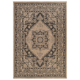 GAD - Classical Sisal-Inspired Indoor Outdoor Area Rug, Medallion, Bordered, Geometric Pattern, Fade and Stain Resistant