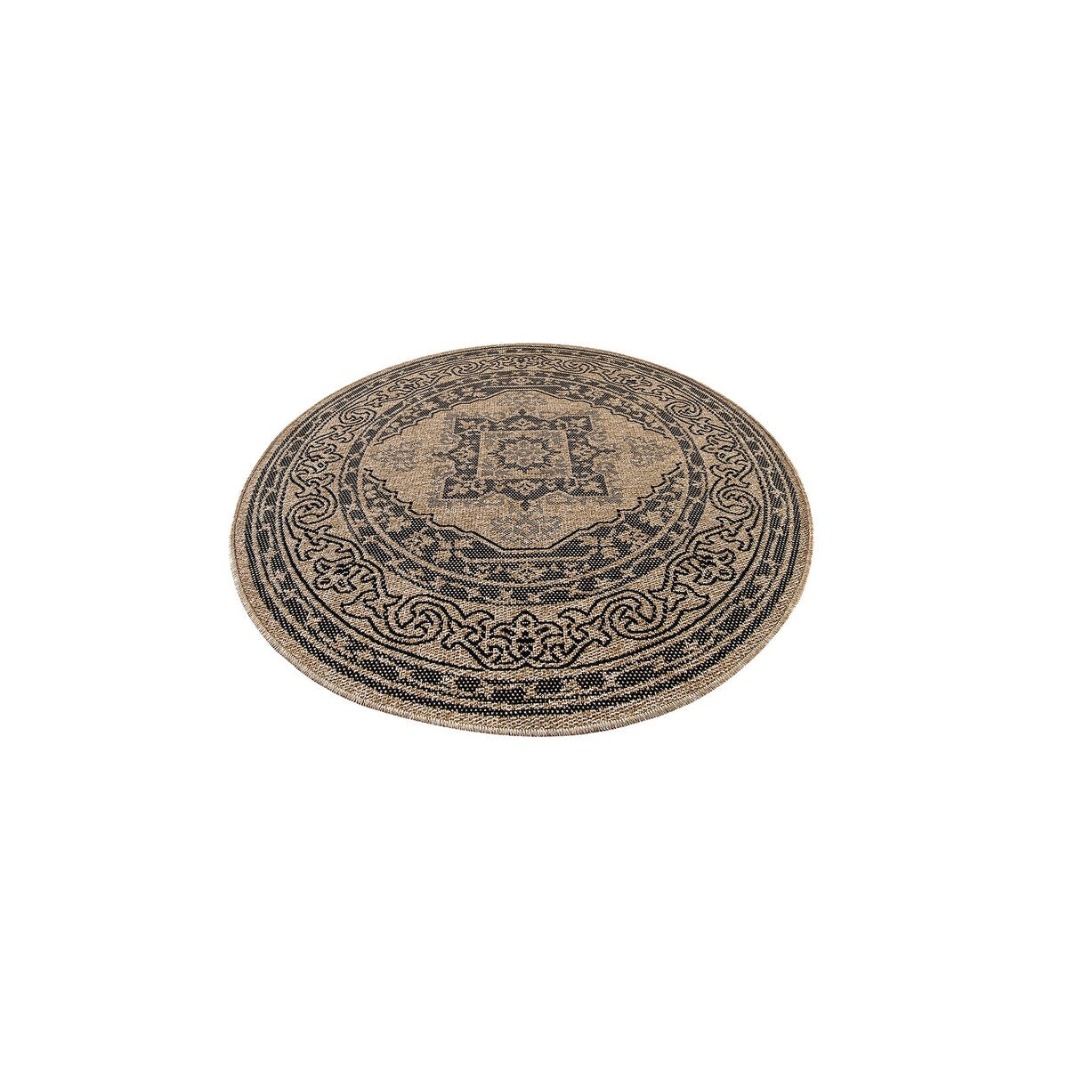 GAD - Classical Sisal-Inspired Indoor Outdoor Area Rug, Medallion, Bordered, Geometric Pattern, Fade and Stain Resistant