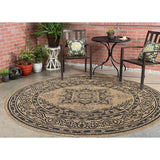 GAD - Classical Sisal-Inspired Indoor Outdoor Area Rug, Medallion, Bordered, Geometric Pattern, Fade and Stain Resistant
