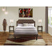 East West Furniture 3-Pc Bed Set with Frame and 2 Distressed Jacobean Modern Nightstands - Dark Brown Pu leather and Black Legs