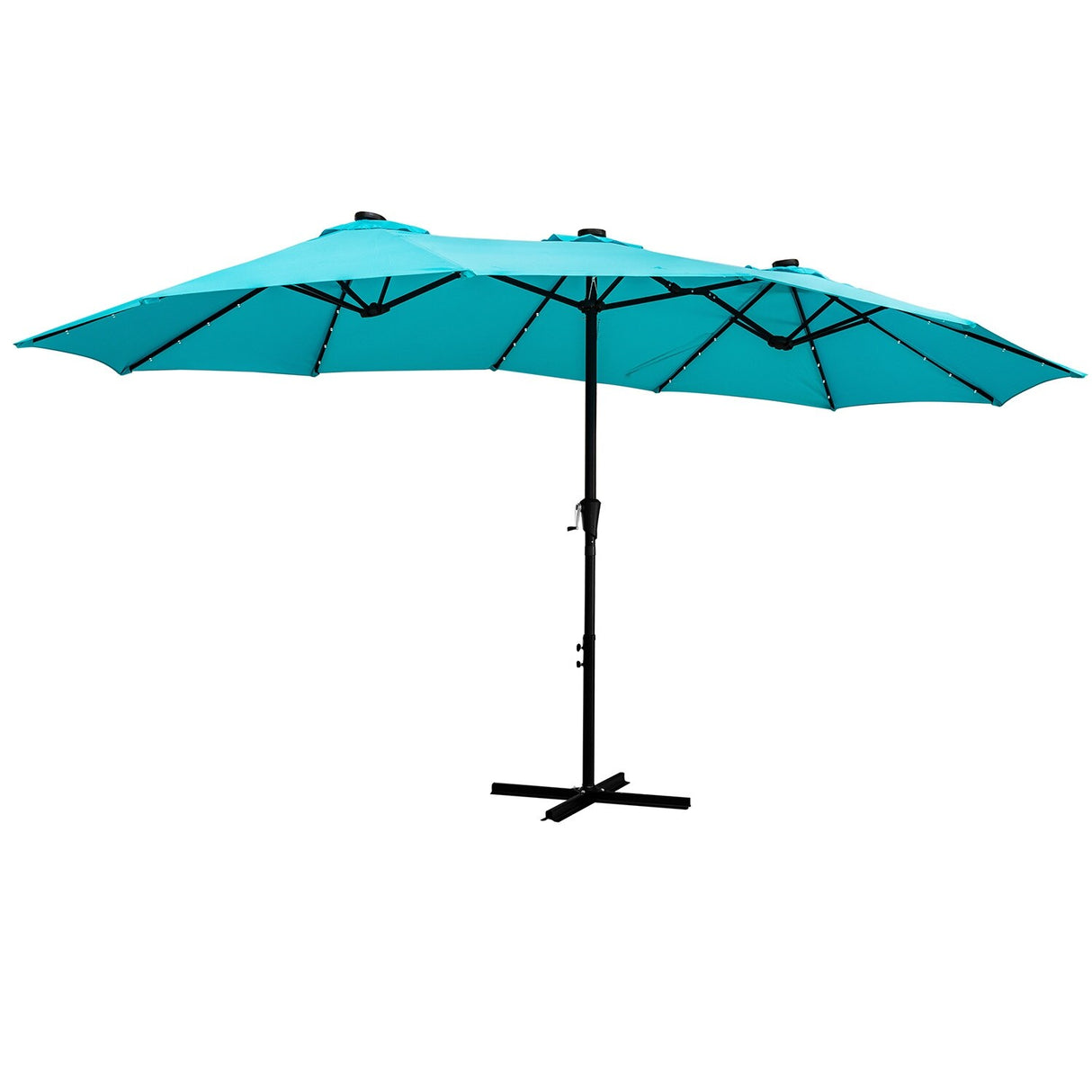 GDY 15 FT Outdoor Rectangle Umbrella with 48 pieces Solar LED light (Optional Base Sold Separately)