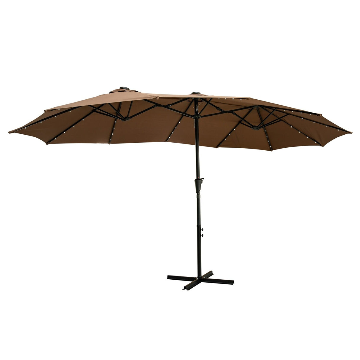 GDY 15 FT Outdoor Rectangle Umbrella with 48 pieces Solar LED light (Optional Base Sold Separately)