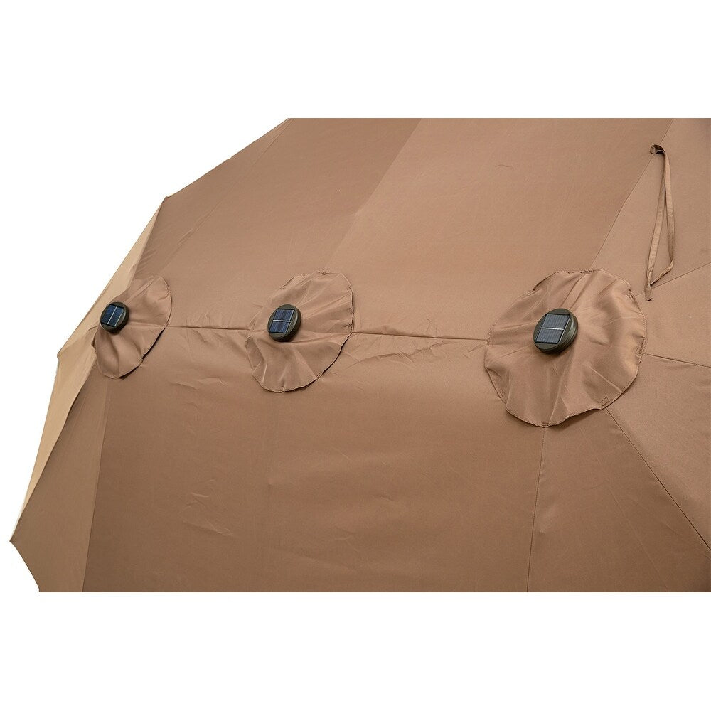 GDY 15 FT Outdoor Rectangle Umbrella with 48 pieces Solar LED light (Optional Base Sold Separately)