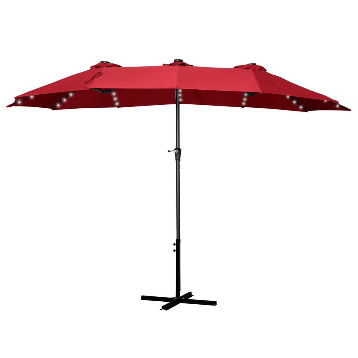 GDY 15 FT Outdoor Rectangle Umbrella with 48 pieces Solar LED light (Optional Base Sold Separately)