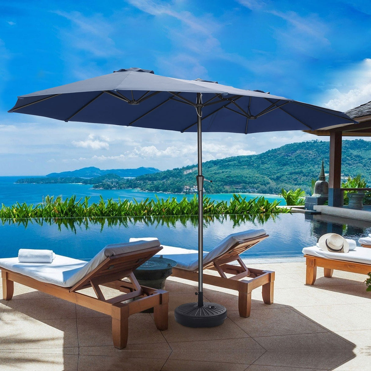 GDY 15 Ft Patio Umbrella With Three Tier Tops More Shade (No Base)