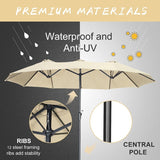 GDY 15FT Three Sided Roof Rectangle Large Patio Umbrella （No Base）