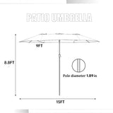 GDY 15FT Three Sided Roof Rectangle Large Patio Umbrella （No Base）
