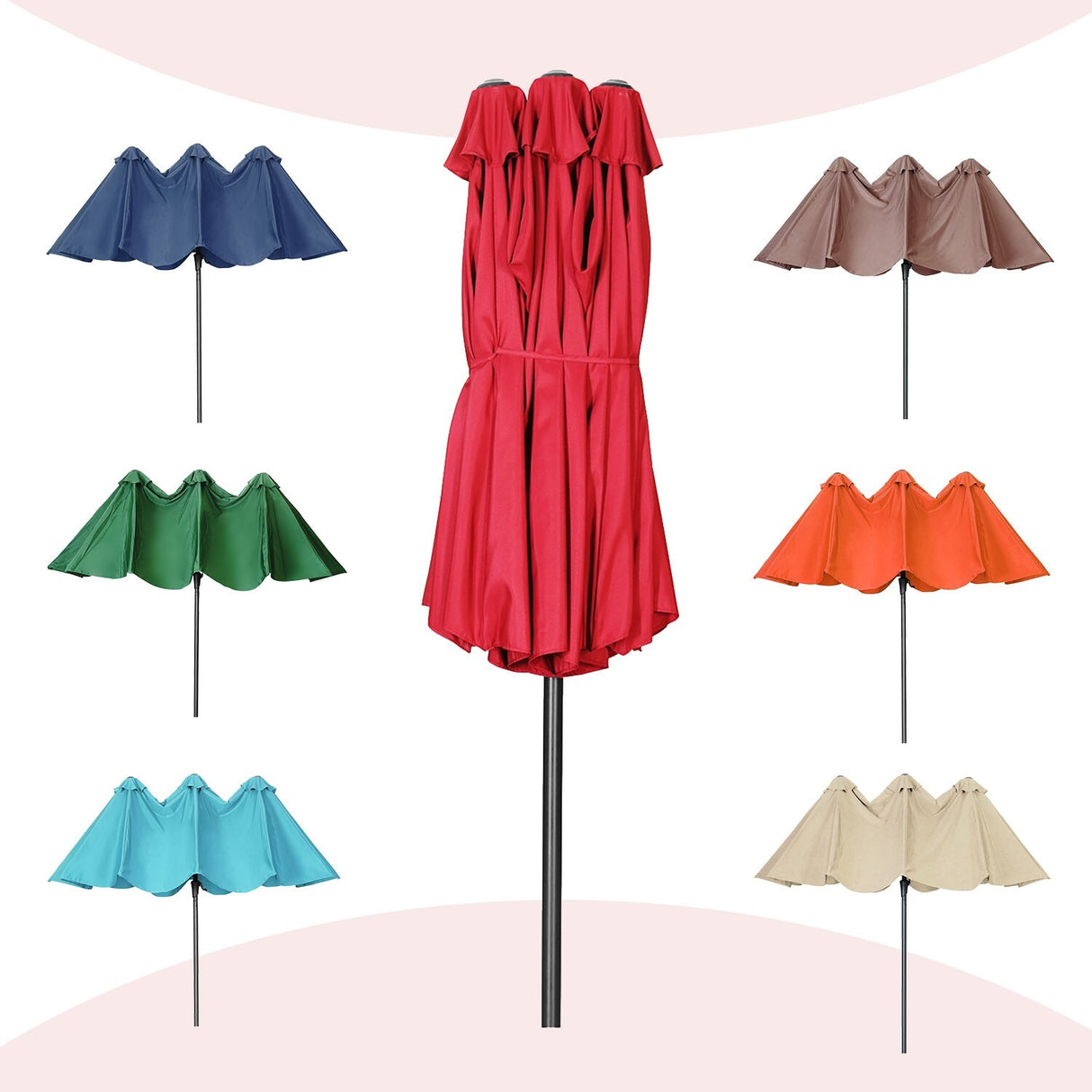 GDY 15FT Three Sided Roof Rectangle Large Patio Umbrella （No Base）