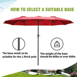 GDY 15FT Three Sided Roof Rectangle Large Patio Umbrella （No Base）