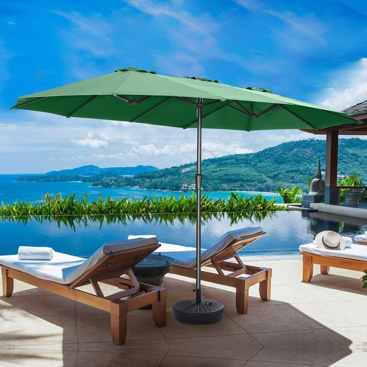 GDY 15FT Three Sided Roof Rectangle Large Patio Umbrella （No Base）