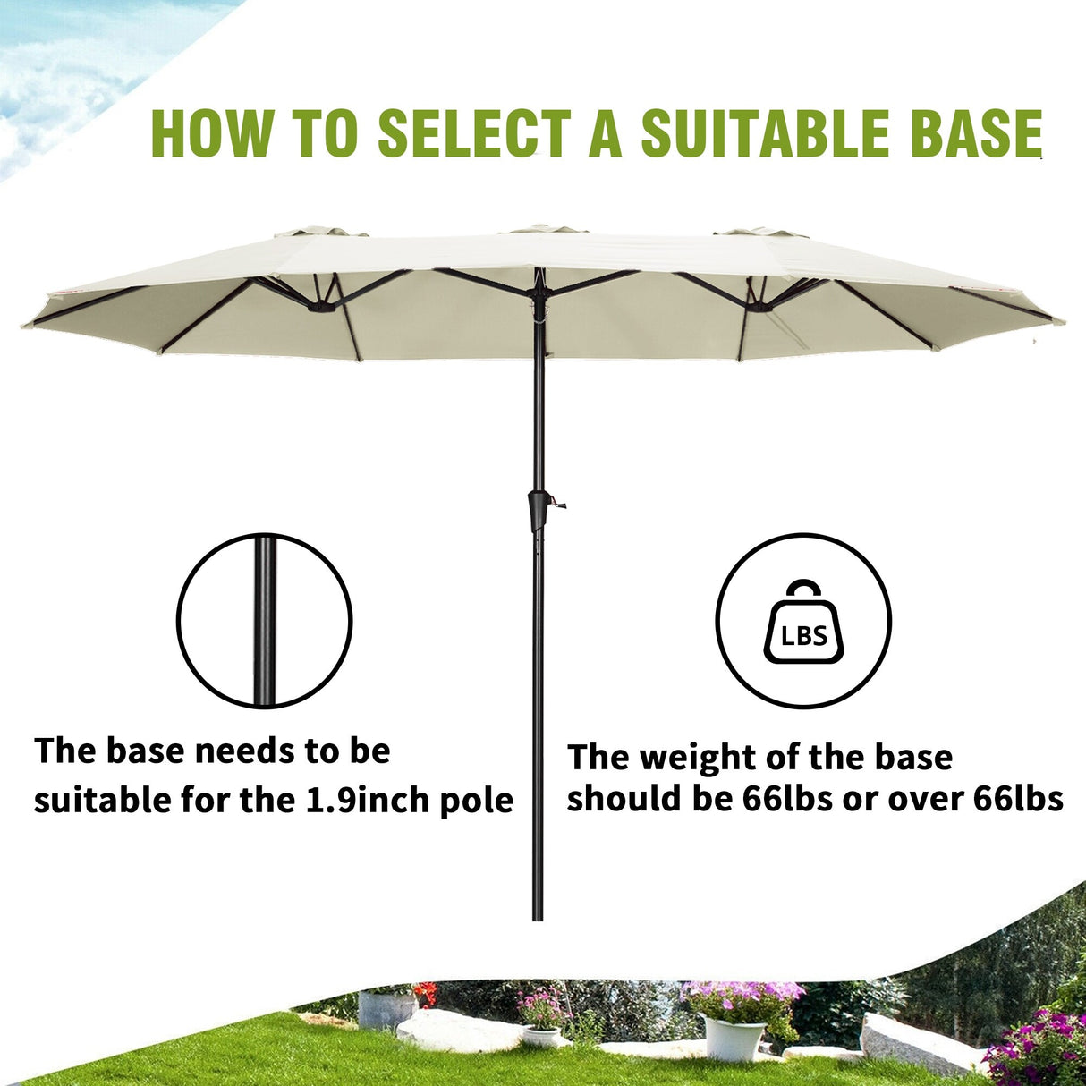 GDY 15FT Three Sided Roof Rectangle Large Patio Umbrella （No Base）