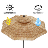 GDY 9 FT 32 LED Thatched Tiki Umbrella, Hawaiian Style Beach Patio Umbrellas for Garden Beach Pool