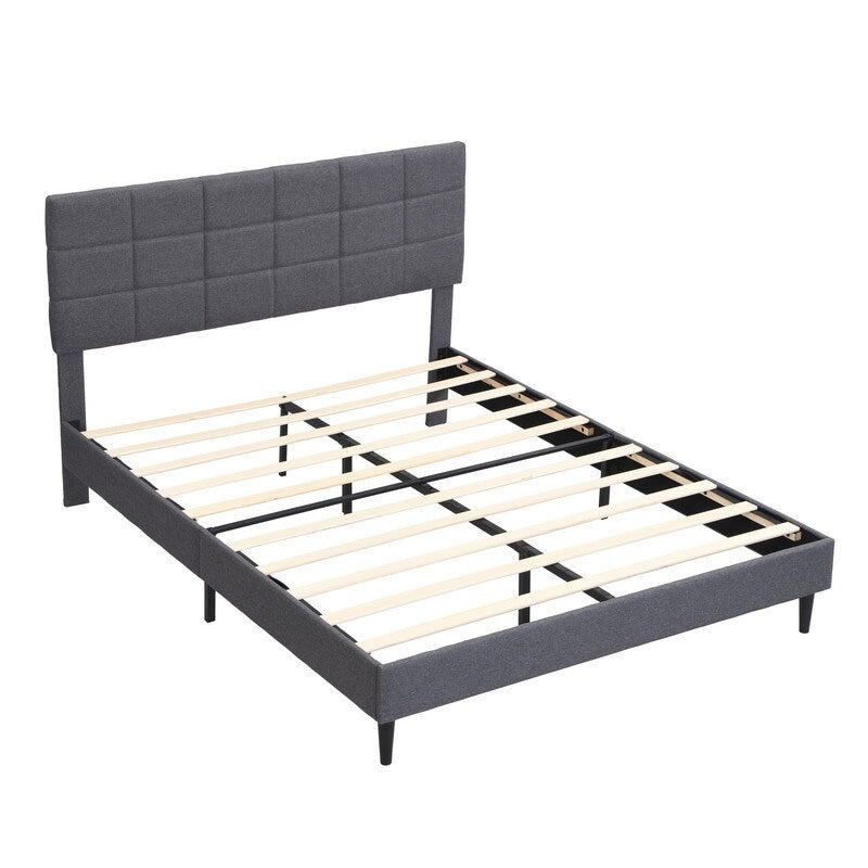 GEITIN Platform Bed Frame with Fabric Upholstered Headboard
