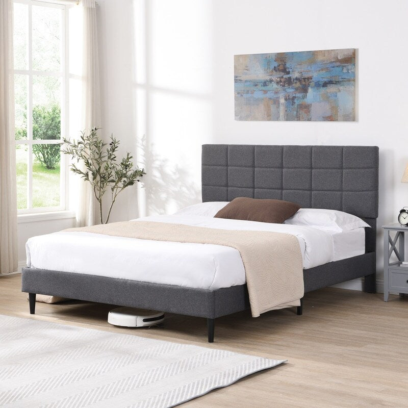 GEITIN Platform Bed Frame with Fabric Upholstered Headboard