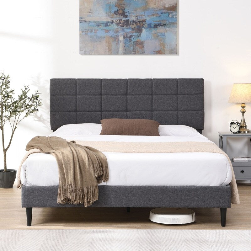 GEITIN Platform Bed Frame with Fabric Upholstered Headboard