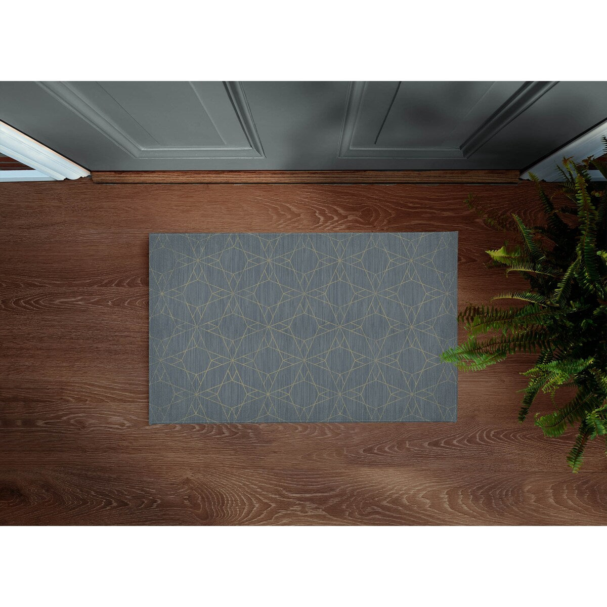 GEO BLUE with Rubberized non-slip Backing Indoor|Outdoor Mat By Kavka Designs