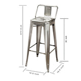 30 inch Low Back Metal Bar Stool-Set of 4