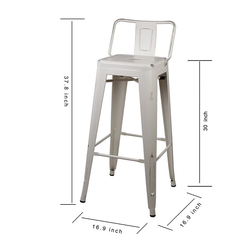 30 inch Low Back Metal Bar Stool-Set of 4