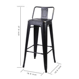30 inch Low Back Metal Bar Stool-Set of 4