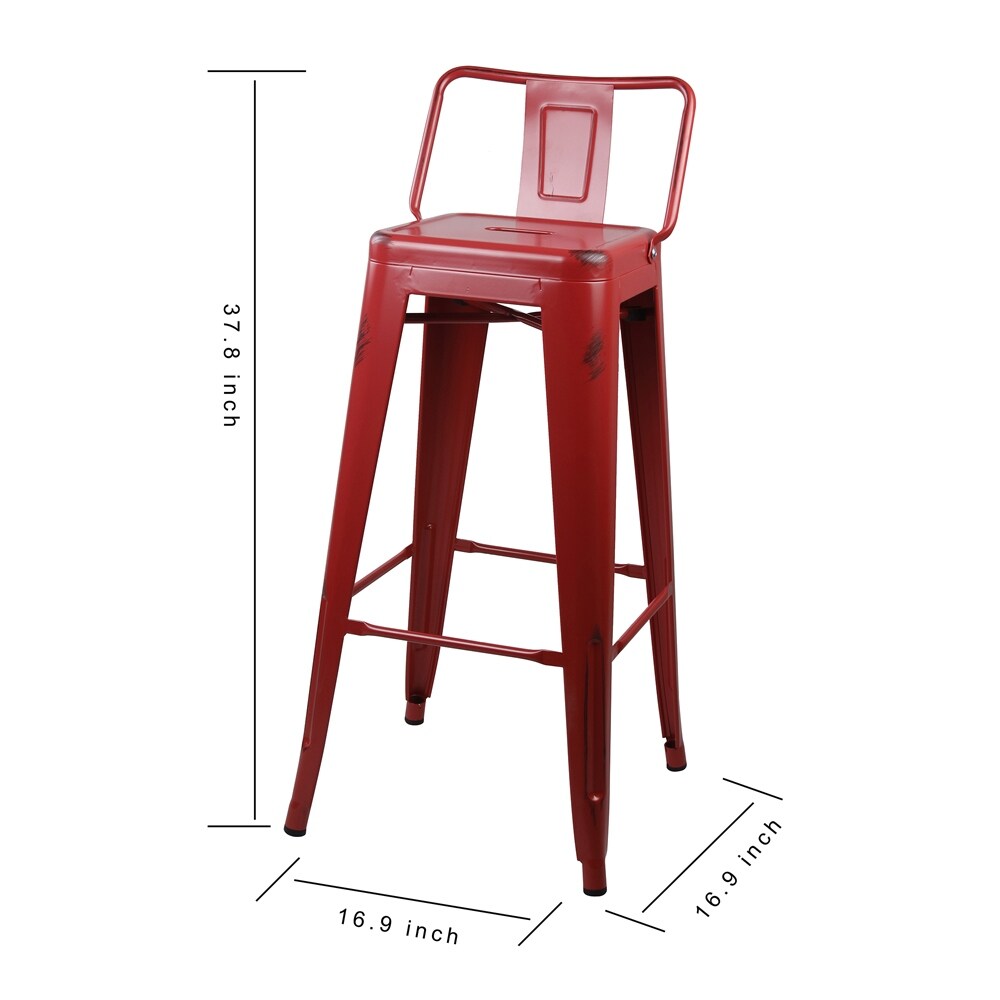 30 inch Low Back Metal Bar Stool-Set of 4
